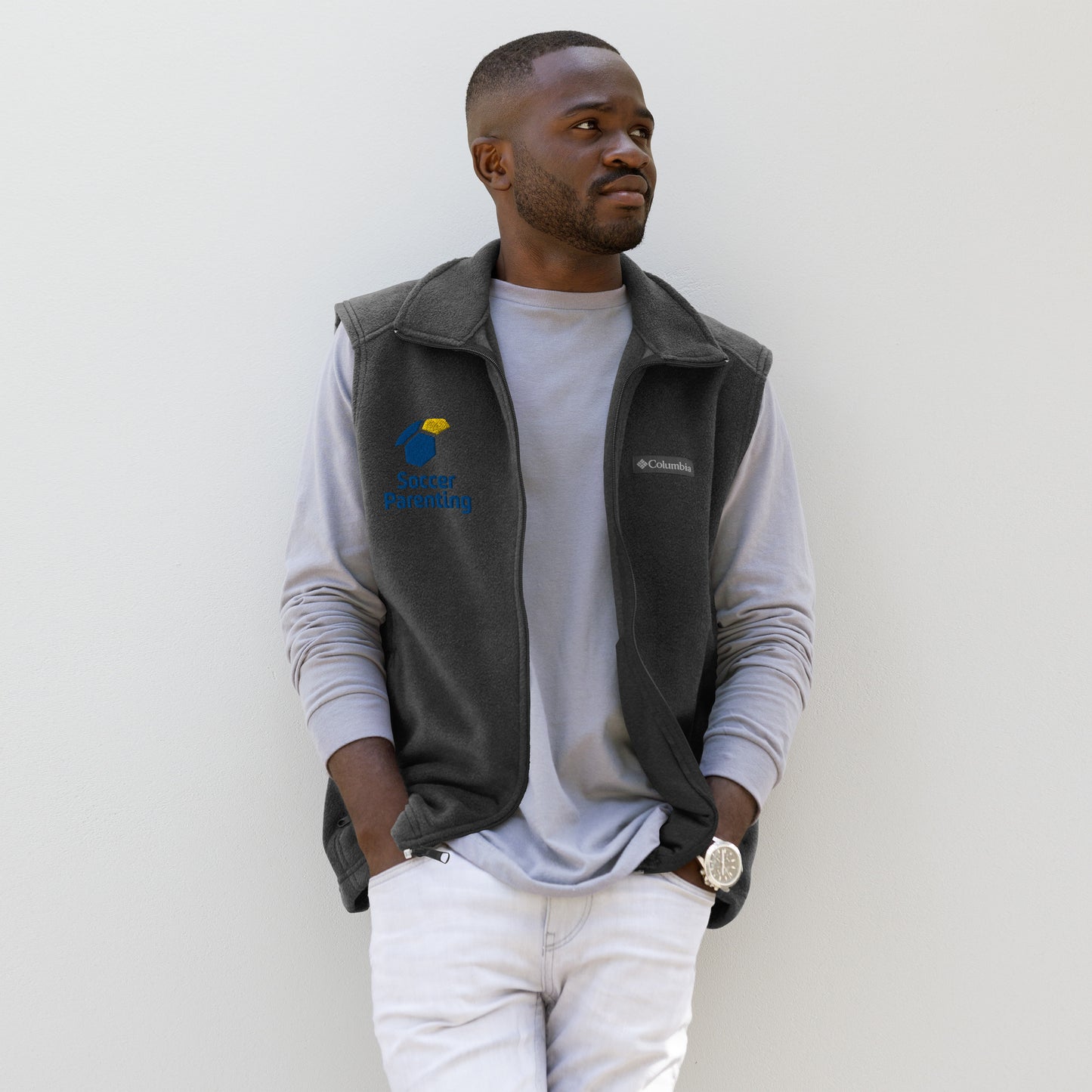 Logo Embroidered Men’s Columbia fleece vest