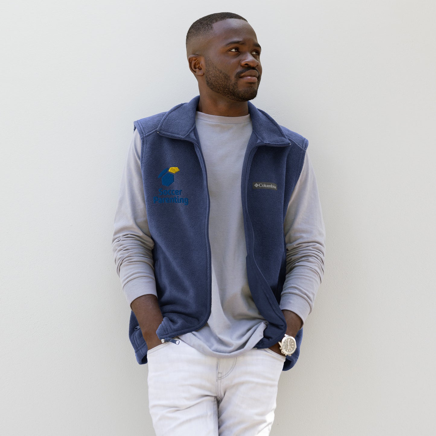 Logo Embroidered Men’s Columbia fleece vest