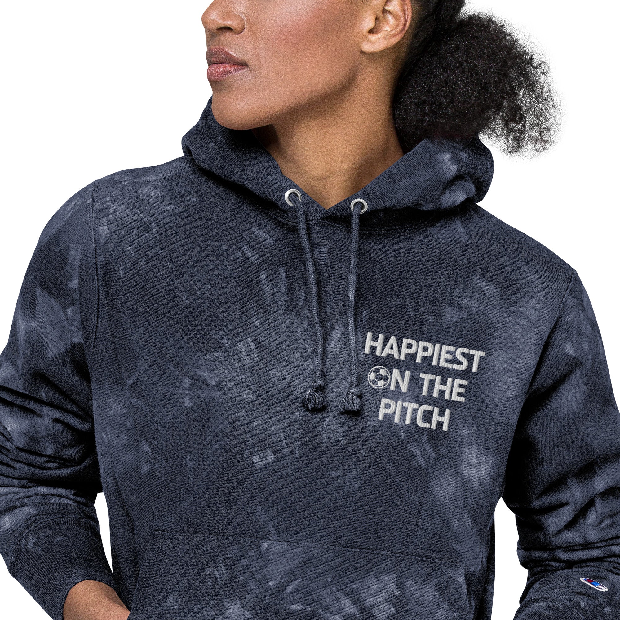 Happiest on the Pitch Unisex Champion tie dye hoodie Soccer Parenting